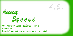 anna szecsi business card